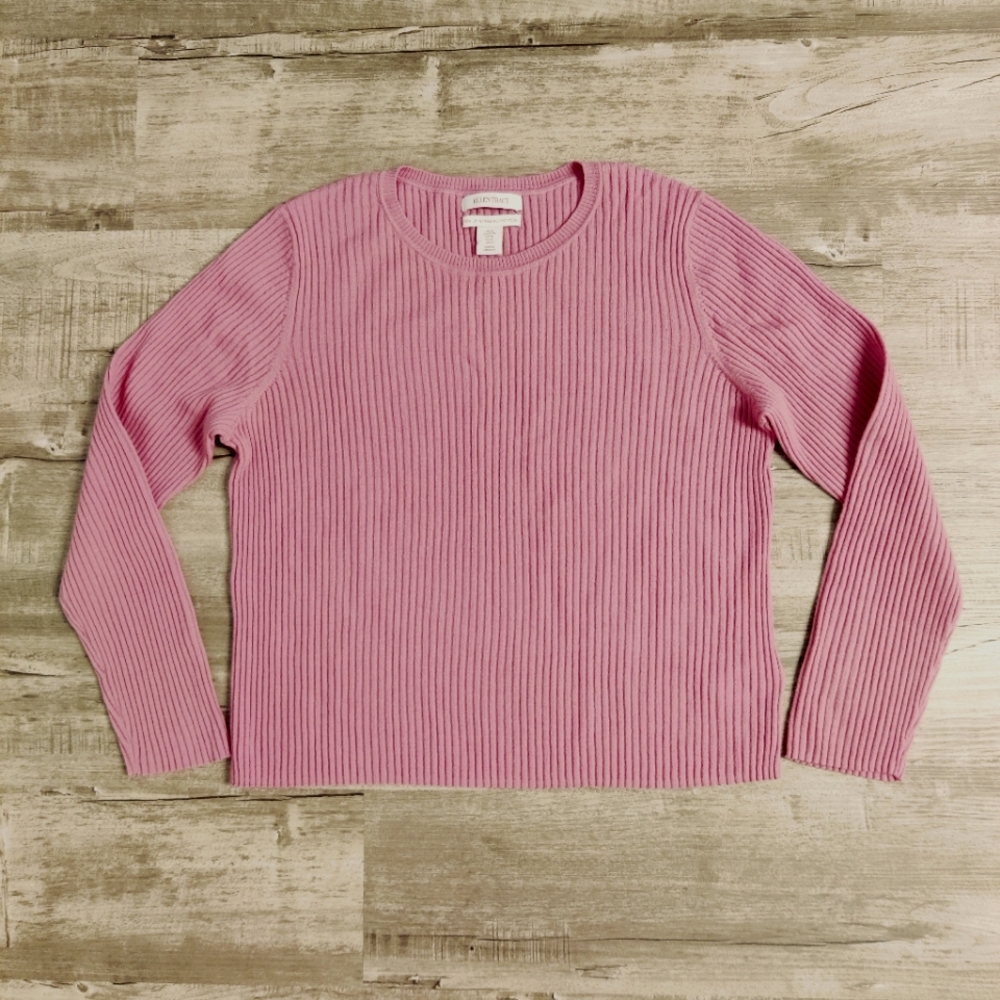 Ellen Tracy 100% Merino Wool Turkish Rose Blush Salmon Pink Sweater Size XL